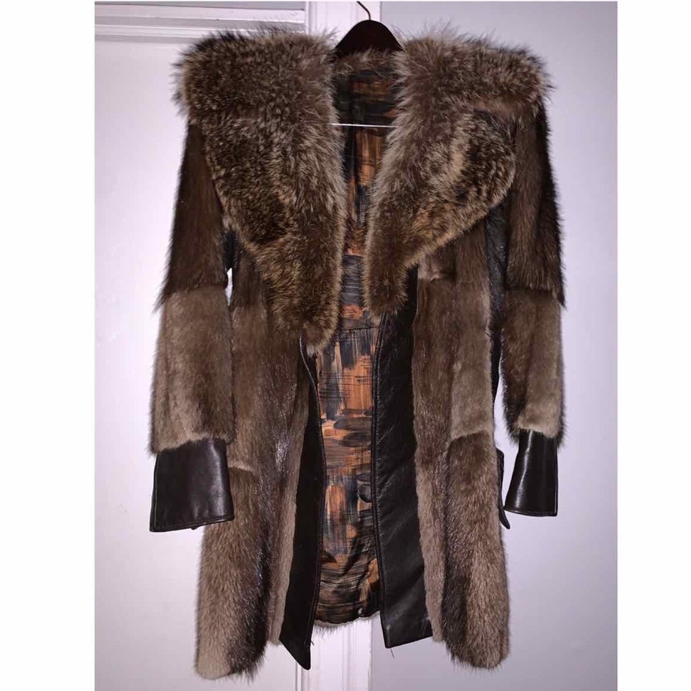 Faux fur/leather brown vintage jacket